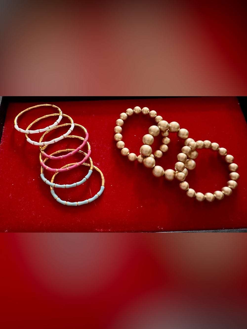 Gold Beaded Stretch Bracelet - Women Jewelry